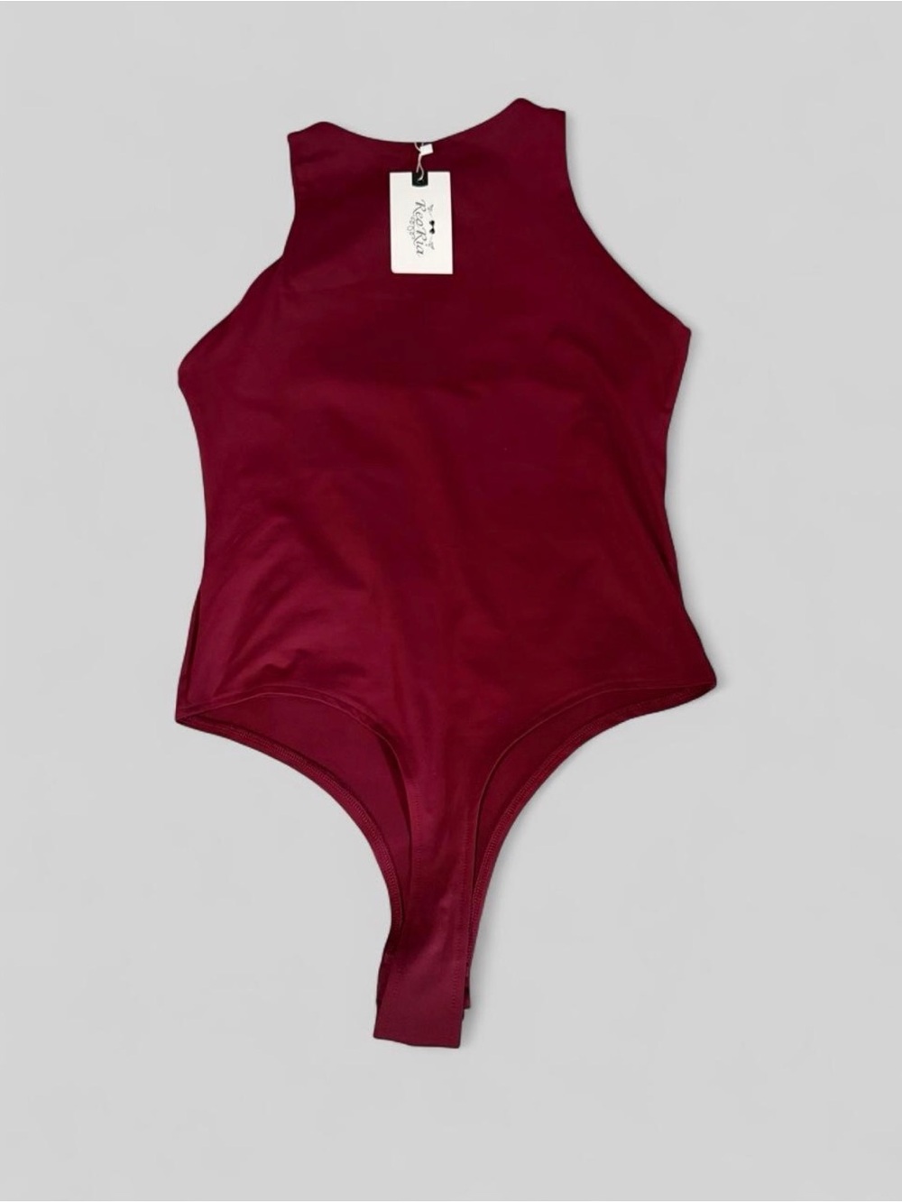 NWT Reoria Sleeveless High Neck Bodysuit in Burgundy, Size L